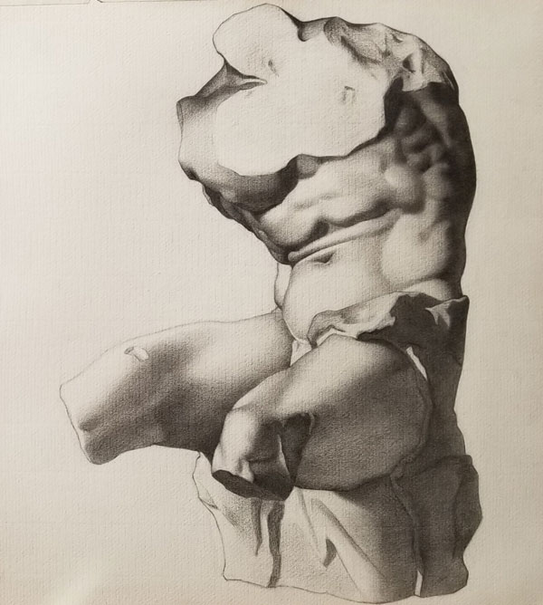 Bargue drawing, charcoal