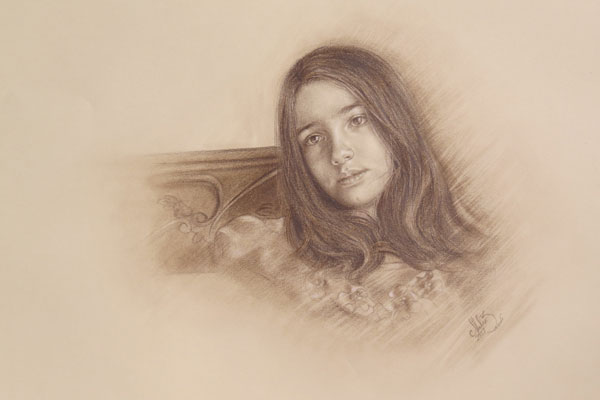 Ariyana, pencil drawing, 12"x14"